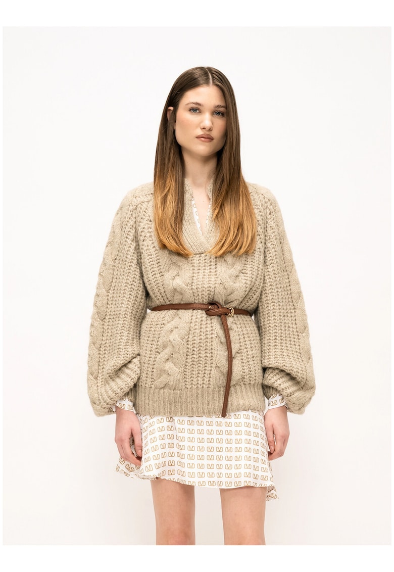 Pulover lejer cu design torsade