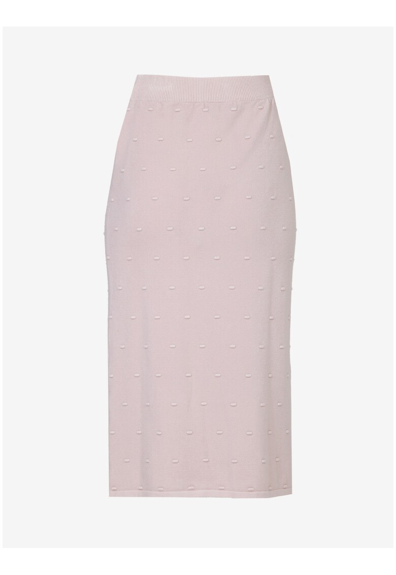 Fusta midi cu croiala dreapta si detalii texturate - Roz pal