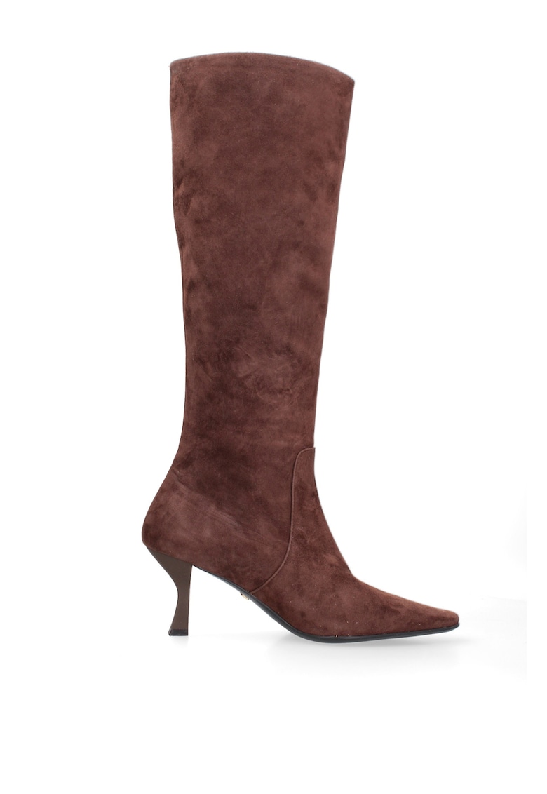 Cizme inalte pana la genunchi din piele - Maro scortisoara