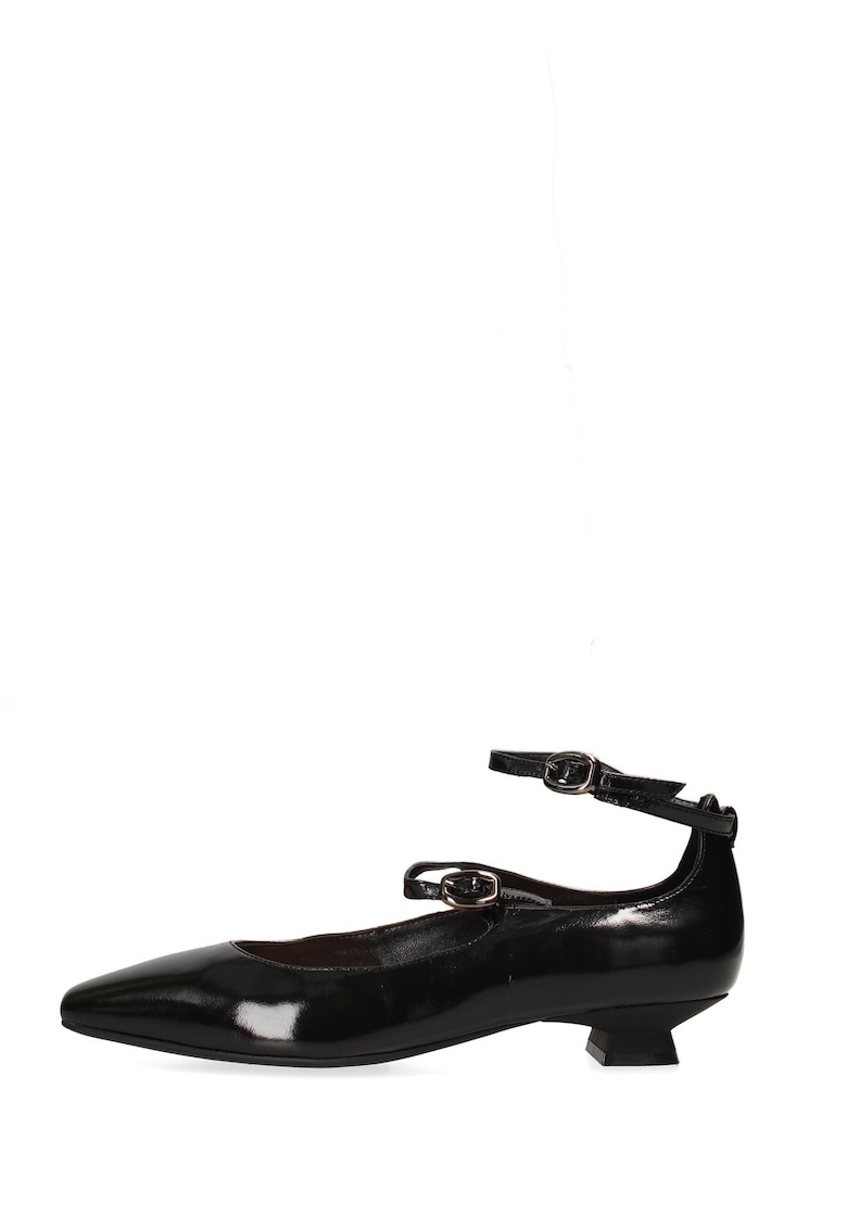 Pantofi din piele cu varf ascutit si toc kitten - Negru