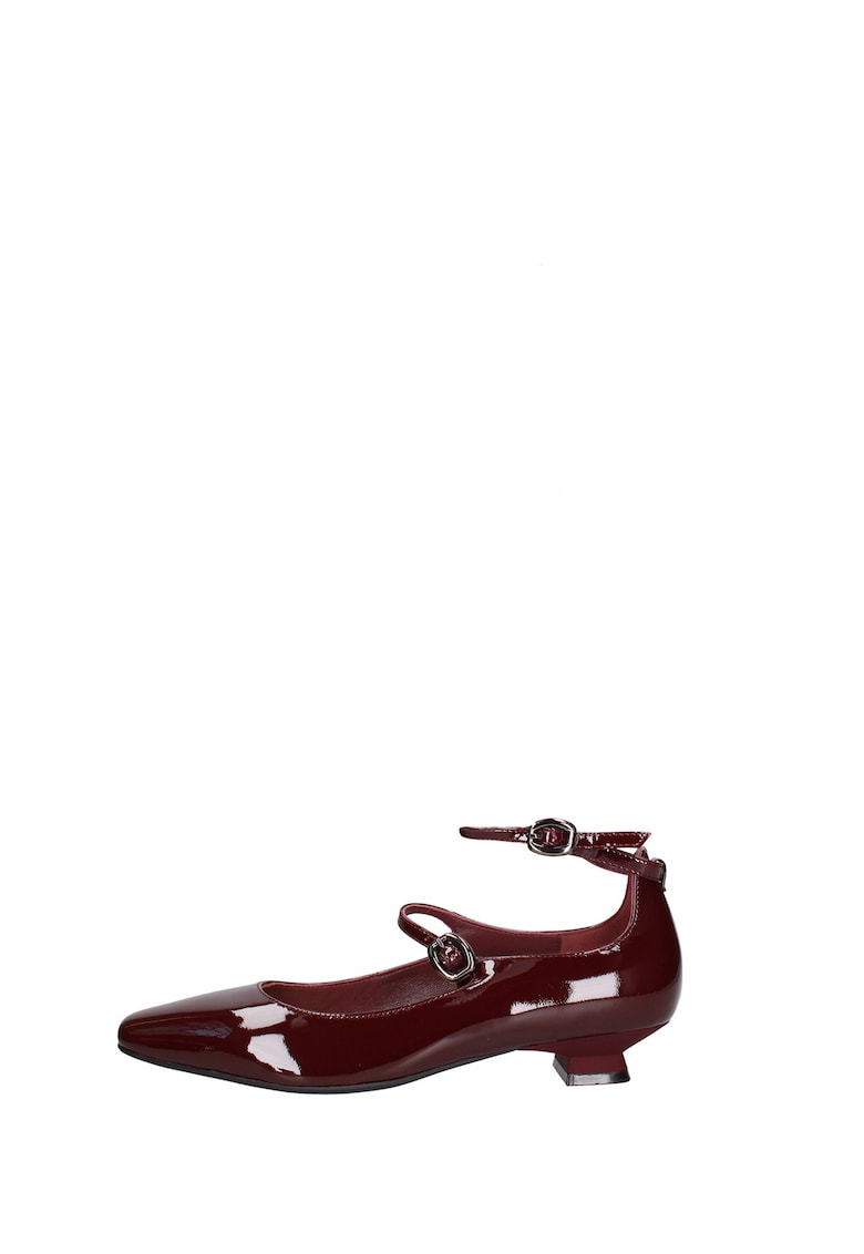 Pantofi din piele cu varf ascutit si toc kitten - Visiniu