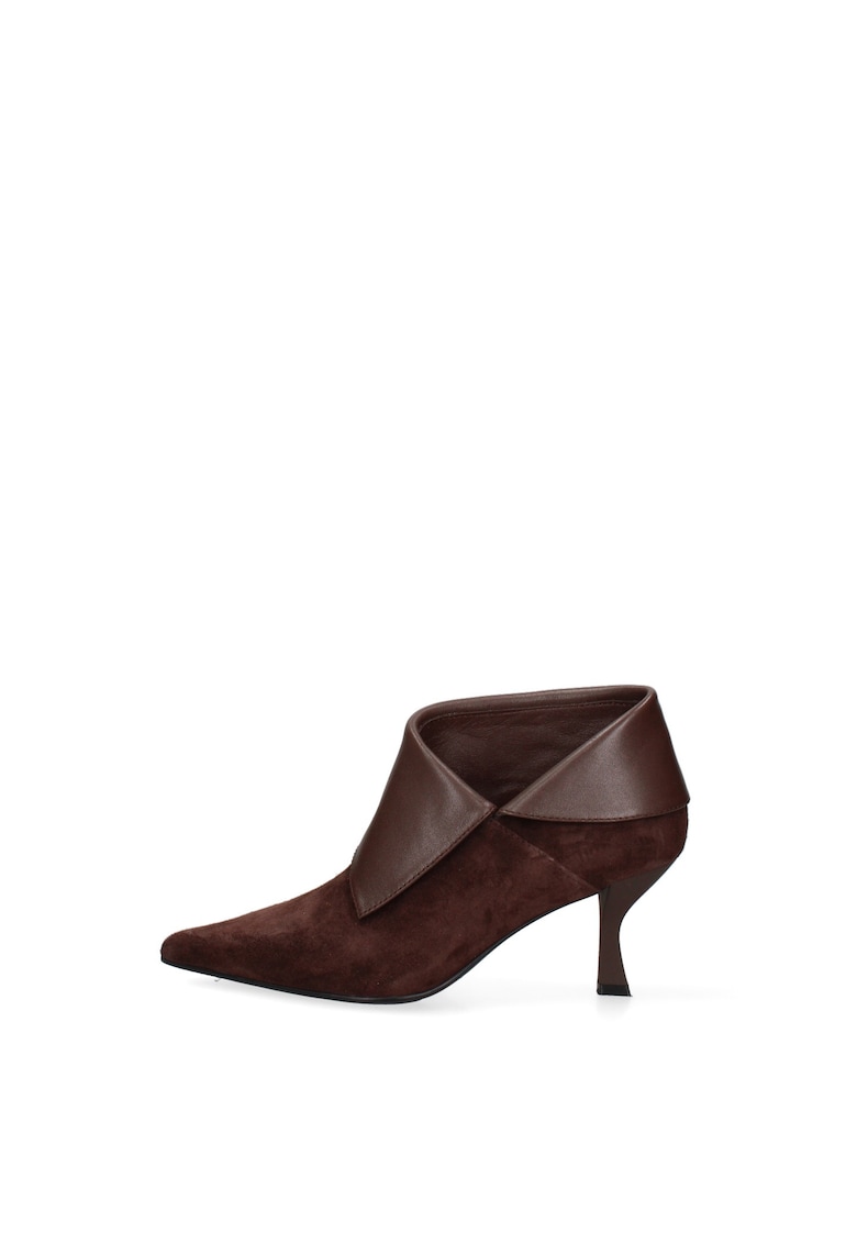 Botine din piele Edera Elite - Maro inchis