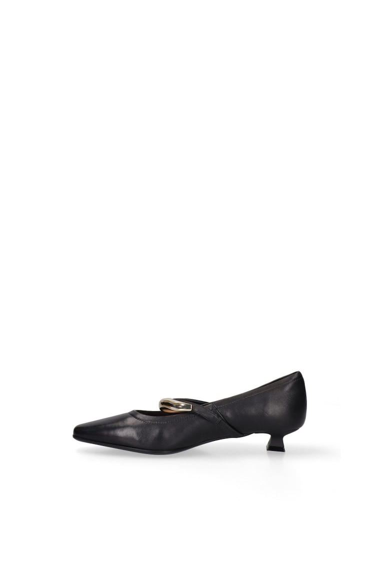 Pantofi din piele cu toc kitten Silvana - Negru