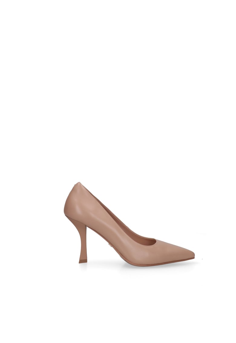 Pantofi din piele cu varf ascutit Silvana Prime - Bej inchis