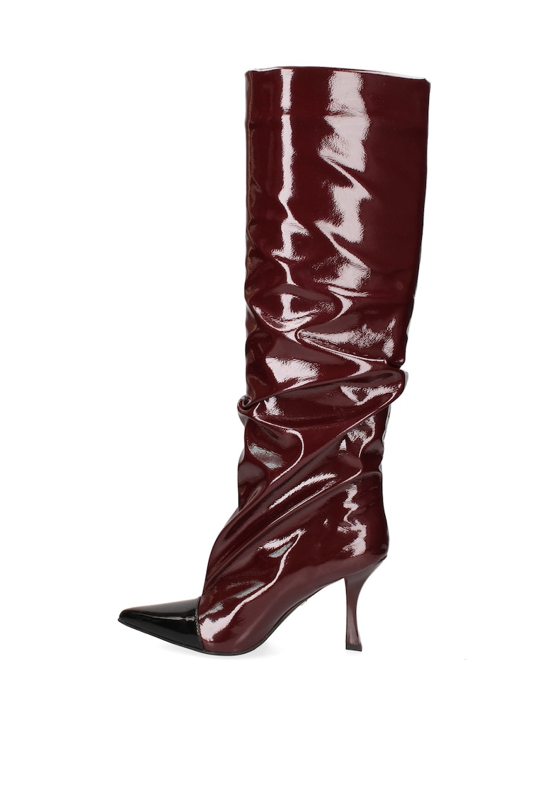 Cizme de piele inalte pana la genunchi Elowen Chic - Visiniu