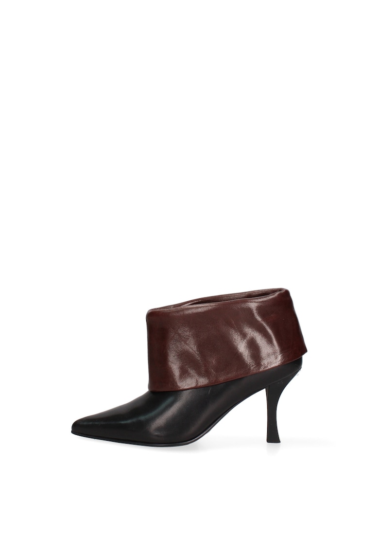Botine de piele Valerian Lux - Maro inchis/Negru