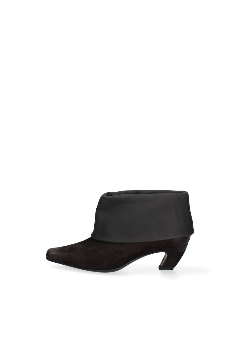 Botine de piele cu varf patrat Evanthe Ultra - Negru