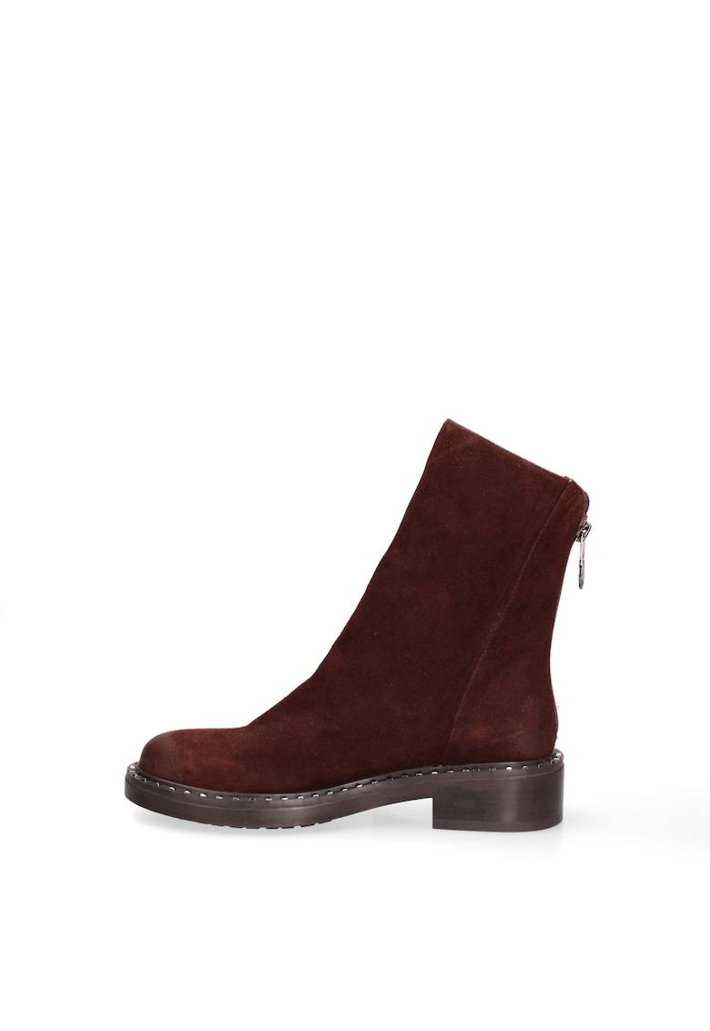 Ghete de piele cu fermoar pe spate Iduna Nova - Maro inchis