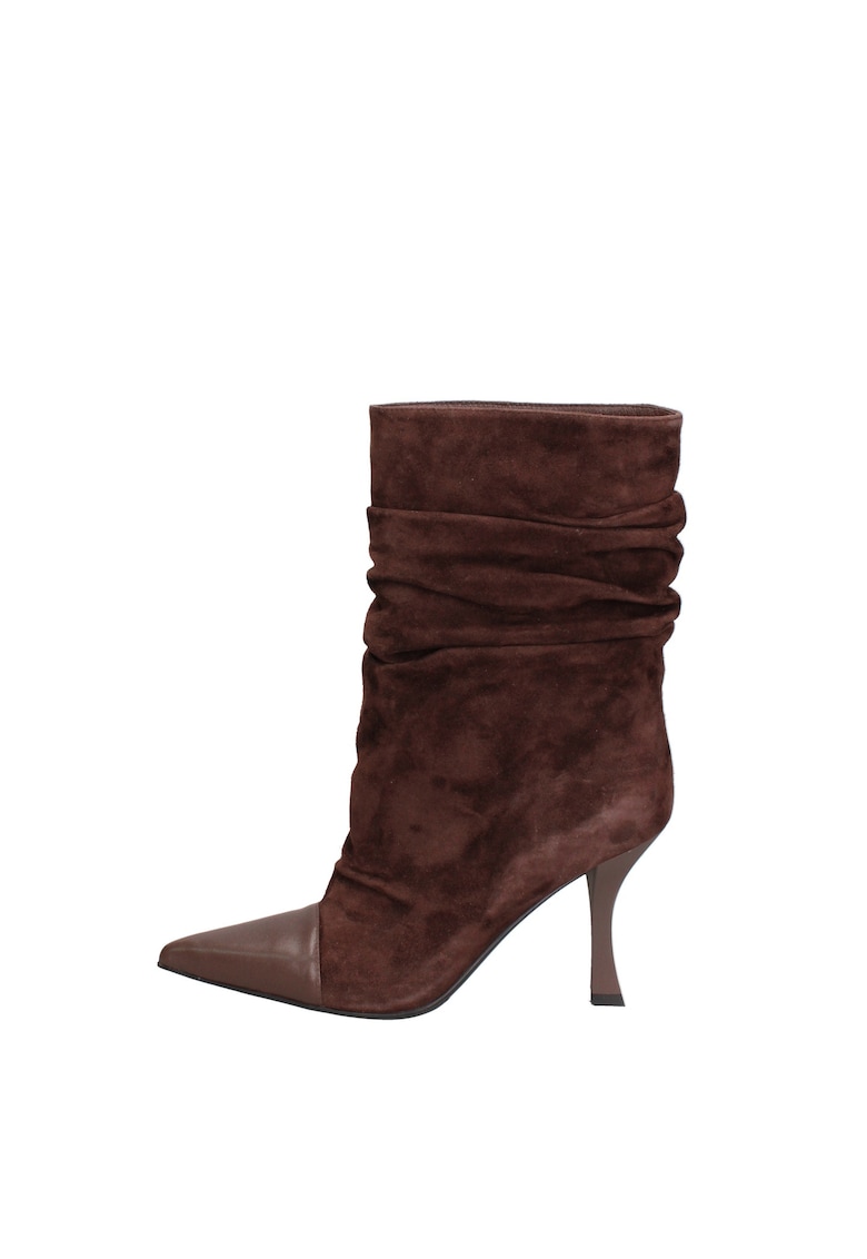 Botine de piele Silvana Chic - Maro inchis