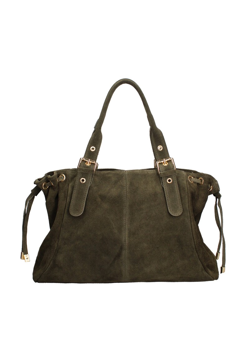 Geanta de piele intoarsa cu doua compartimente