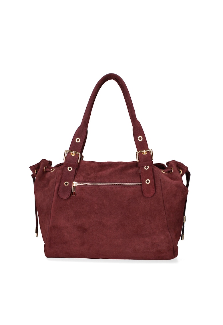 Geanta de piele intoarsa cu doua compartimente