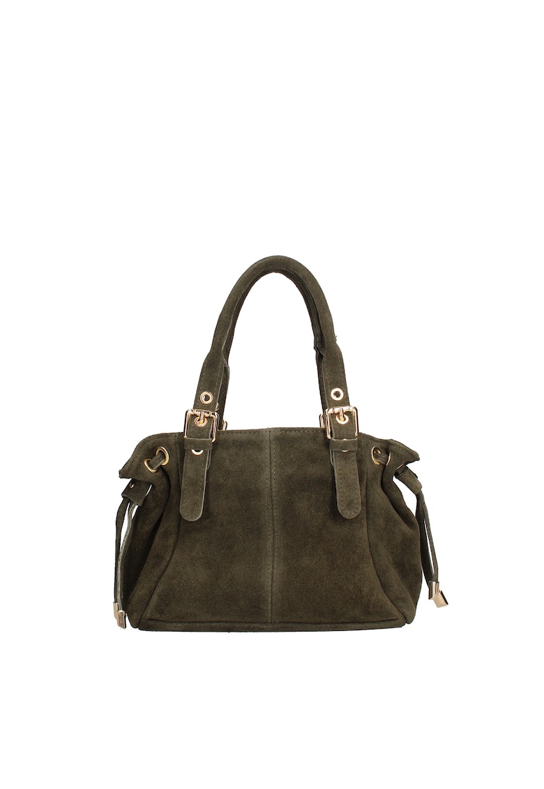 Geanta de piele intoarsa cu fermoar Elara