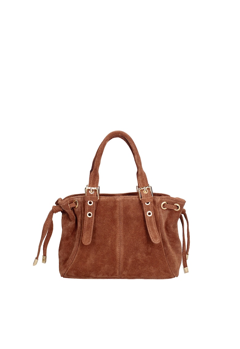 Geanta de piele intoarsa cu fermoar Elara