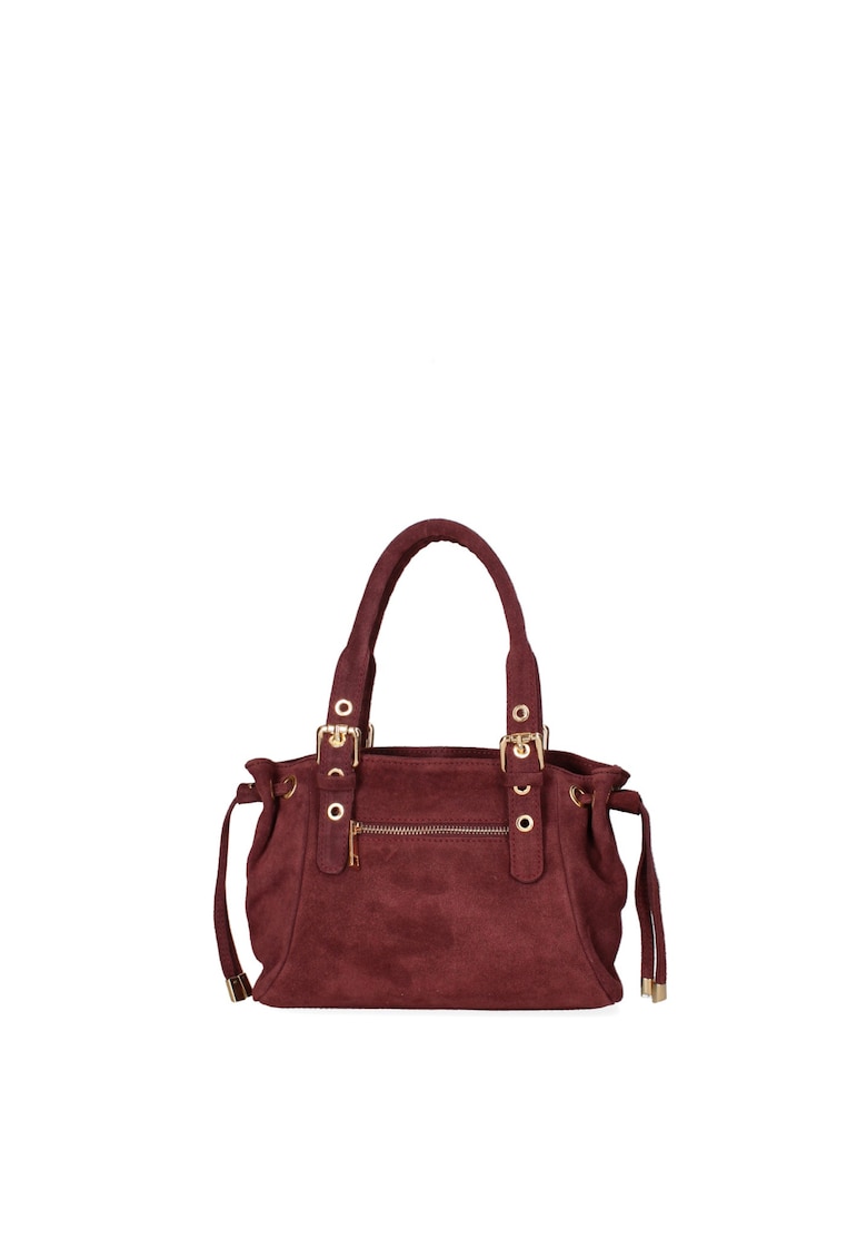 Geanta de piele intoarsa cu fermoar Elara