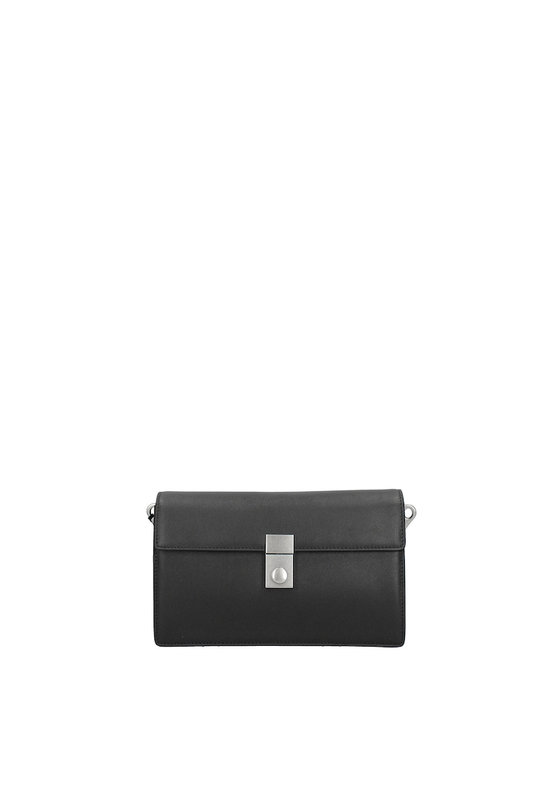 Geanta crossbody de piele cu clapa si bareta detasabila Valoria