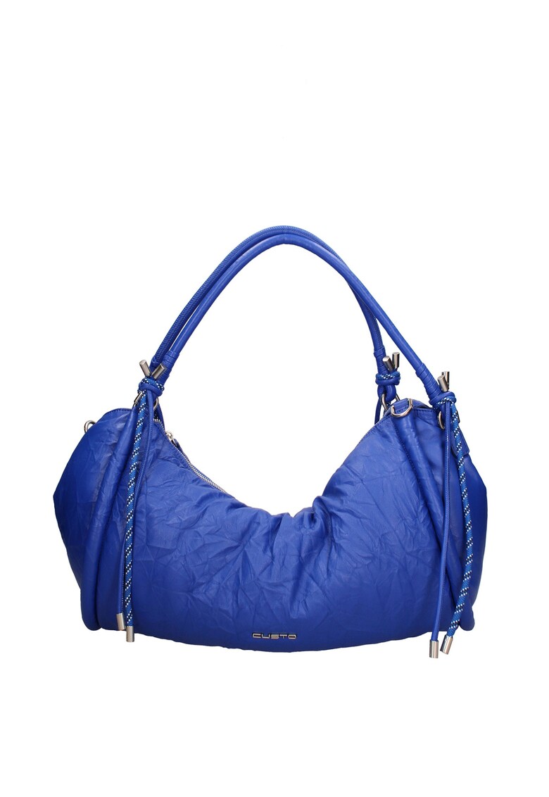 Geanta de piele cu fermoar - Albastru pastel