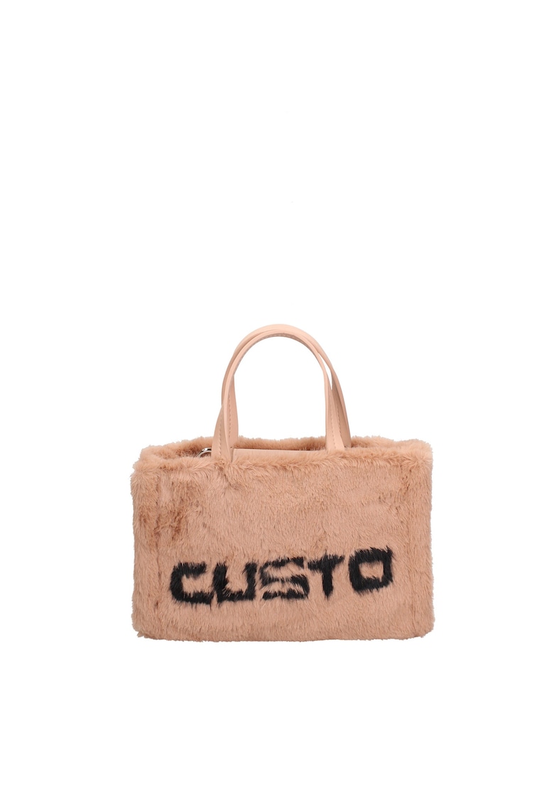 Geanta tote de blana sintetica cu logo