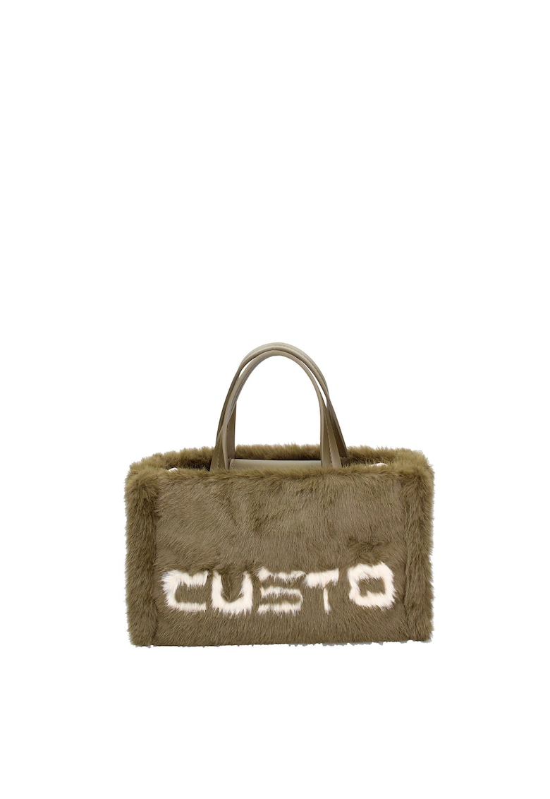 Geanta tote de blana sintetica cu logo