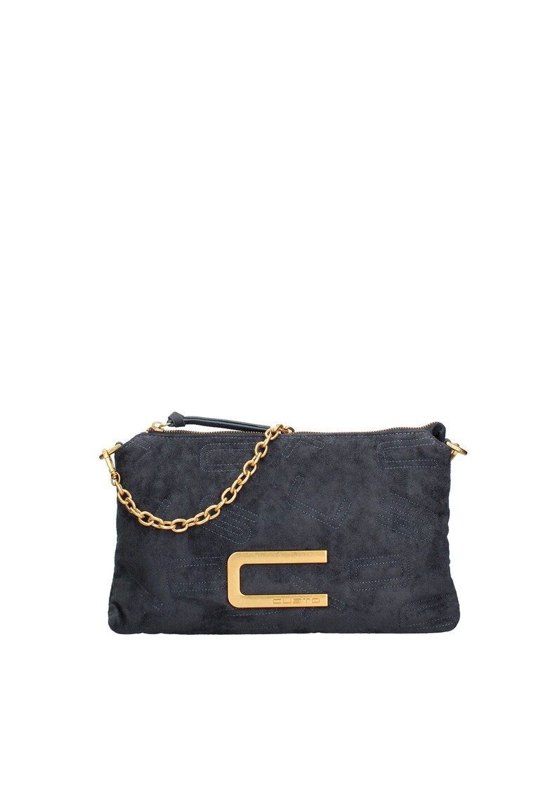 Geanta crossbody cu logo - Albastru prafuit