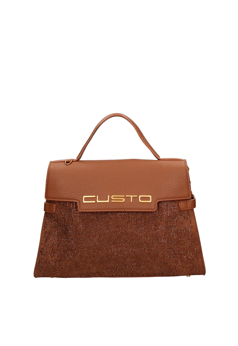 Custo Barcelona Geanta de piele ecologica cu logo in relief Ultra - Caramel