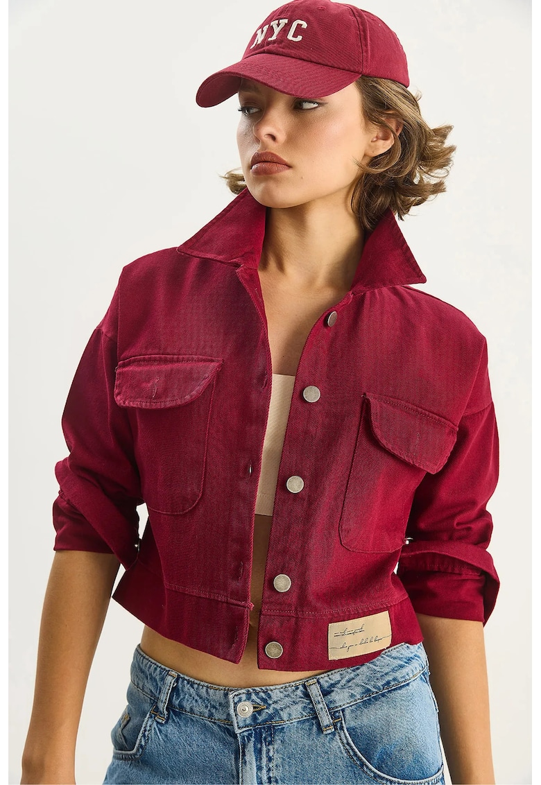 Jacheta dama - gabardina - rosu - cu nasturi