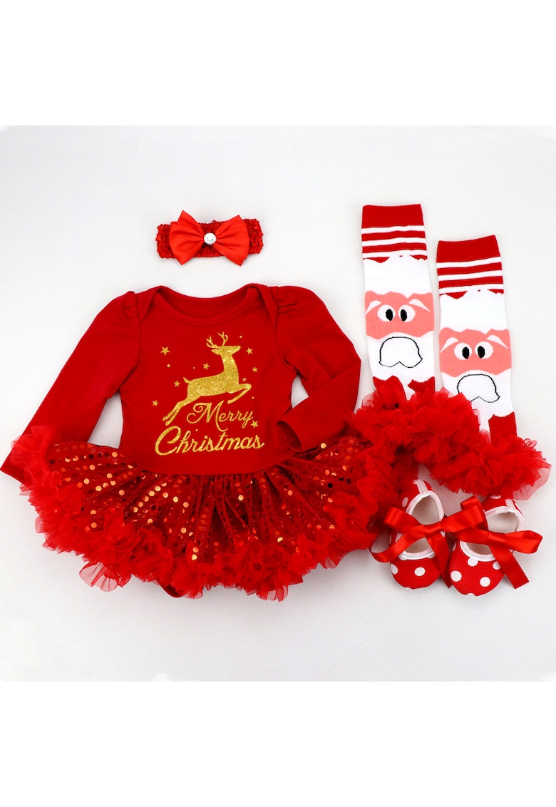 Rochita Rosie cu Accesorii de Craciun