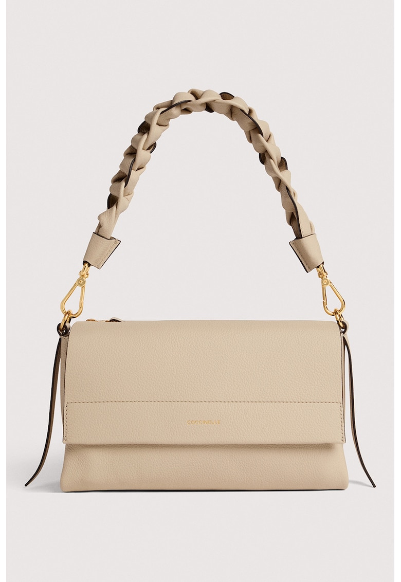 Geanta din piele cu bareta de umar Boheme - Maro deschis