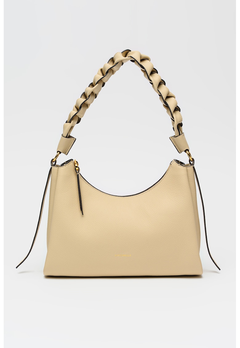 Geanta din piele cu bareta de umar Boheme Grana Double - Bej