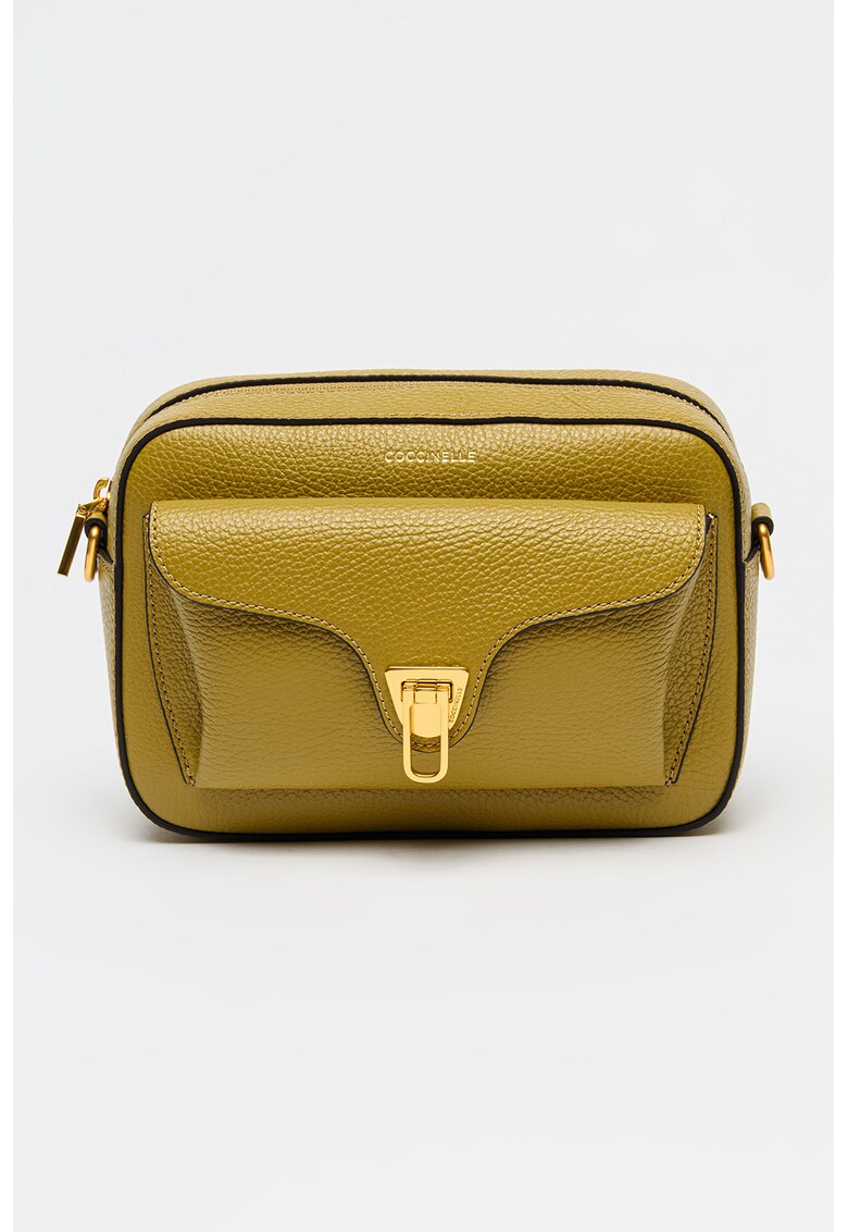 Geanta crossbody de piele cu barera detasabila Beat Soft - Negru/Verde masliniu