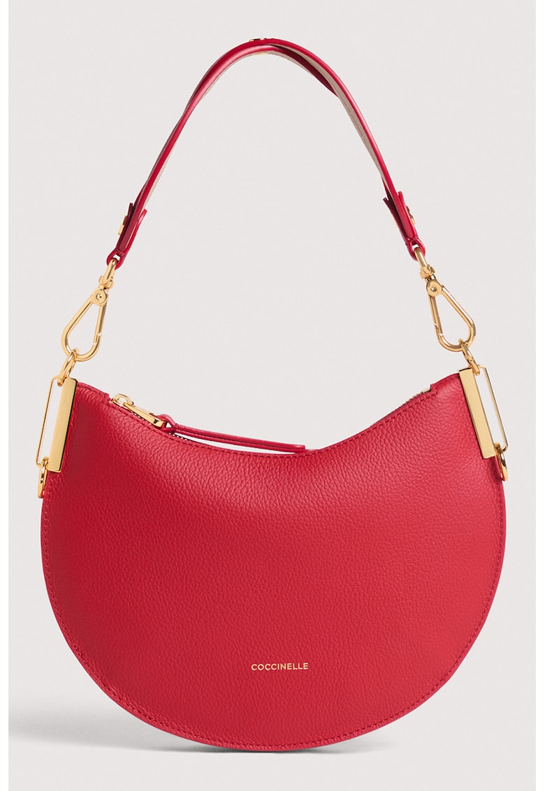 Geanta de piele cu bareta de umar Sunup - Rosu vermillion