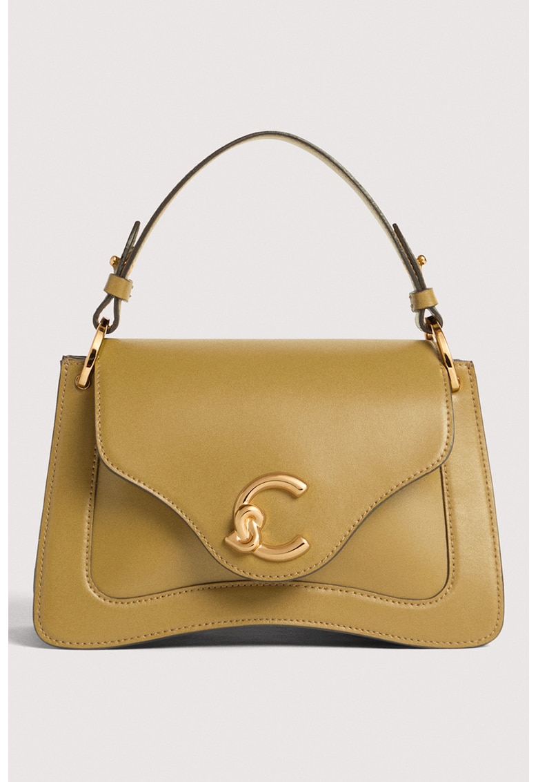 Geanta din piele cu maner C-Me - Galben mustar