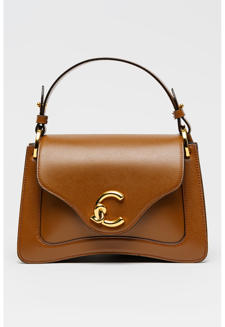 Geanta din piele cu maner C-Me - Maro scortisoara