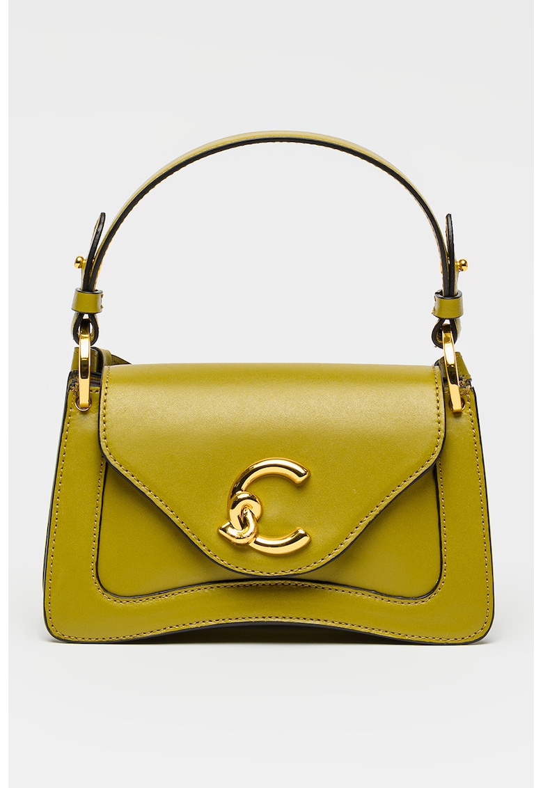 Geanta de piele cu bareta detasabila de umar C-Me - Verde masliniu