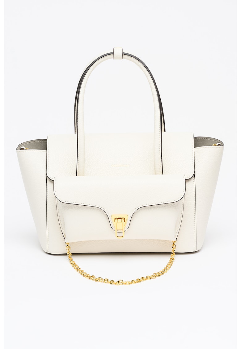 Geanta de piele cu etui detasabil Double Beat - Alb murdar