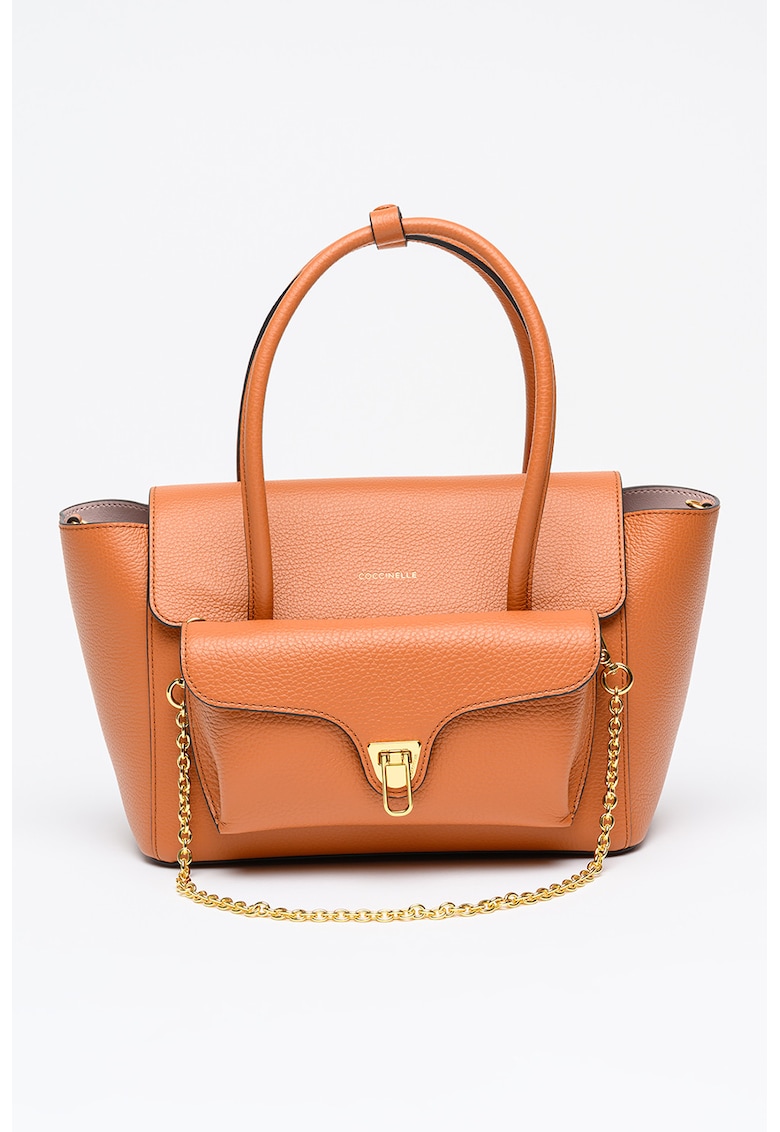 Geanta de piele cu etui detasabil Double Beat - Caramel