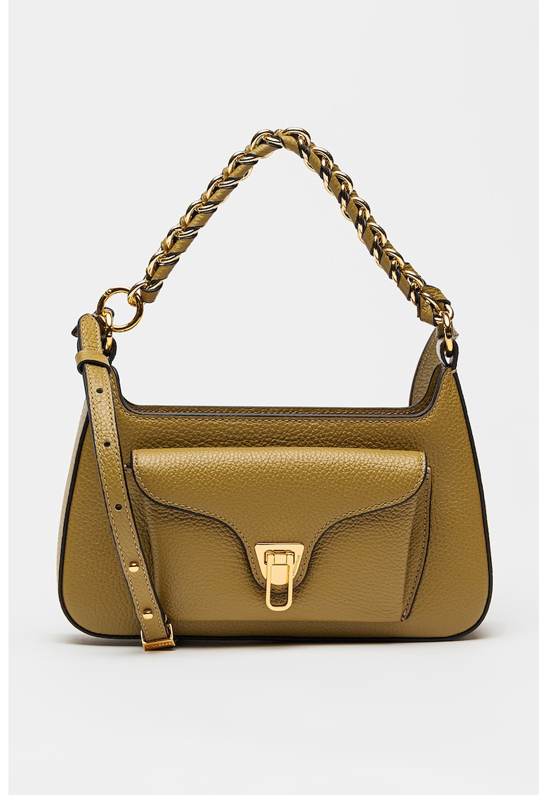 Geanta crossbody din piele cu bareta detasabila din lant Beat Generatio - Kaki pal