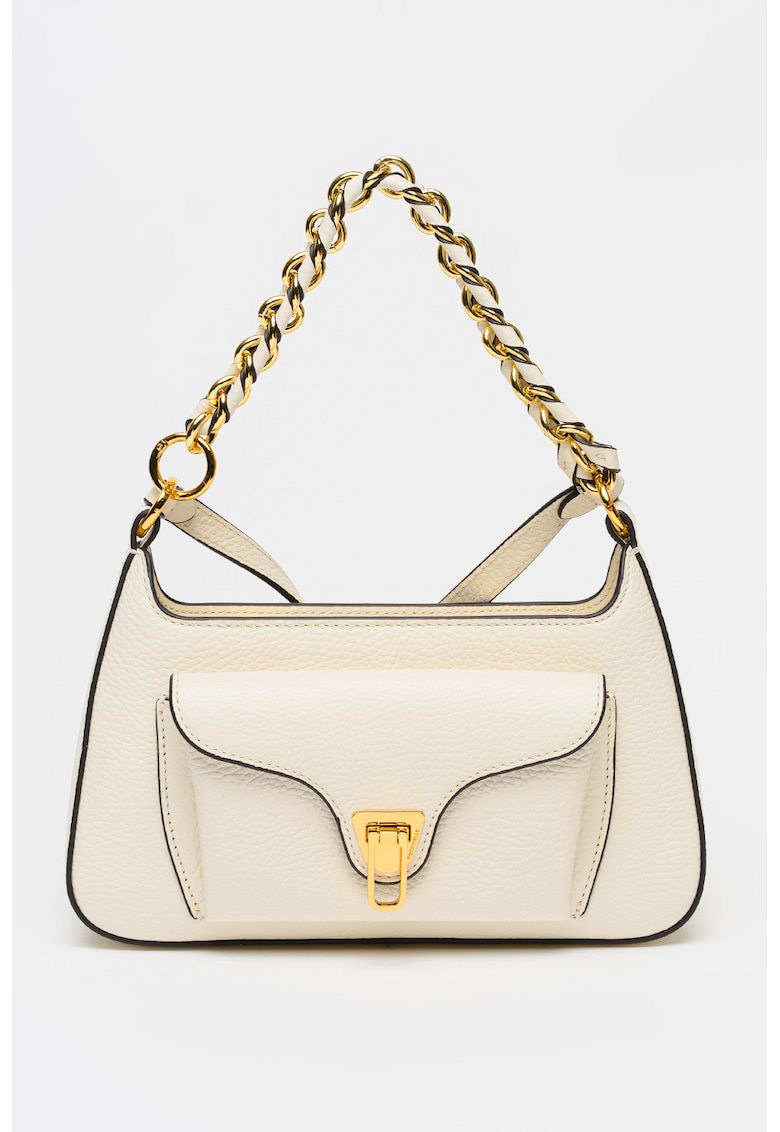 Geanta crossbody din piele cu bareta detasabila din lant Beat Generatio - Alb fildes/Negru