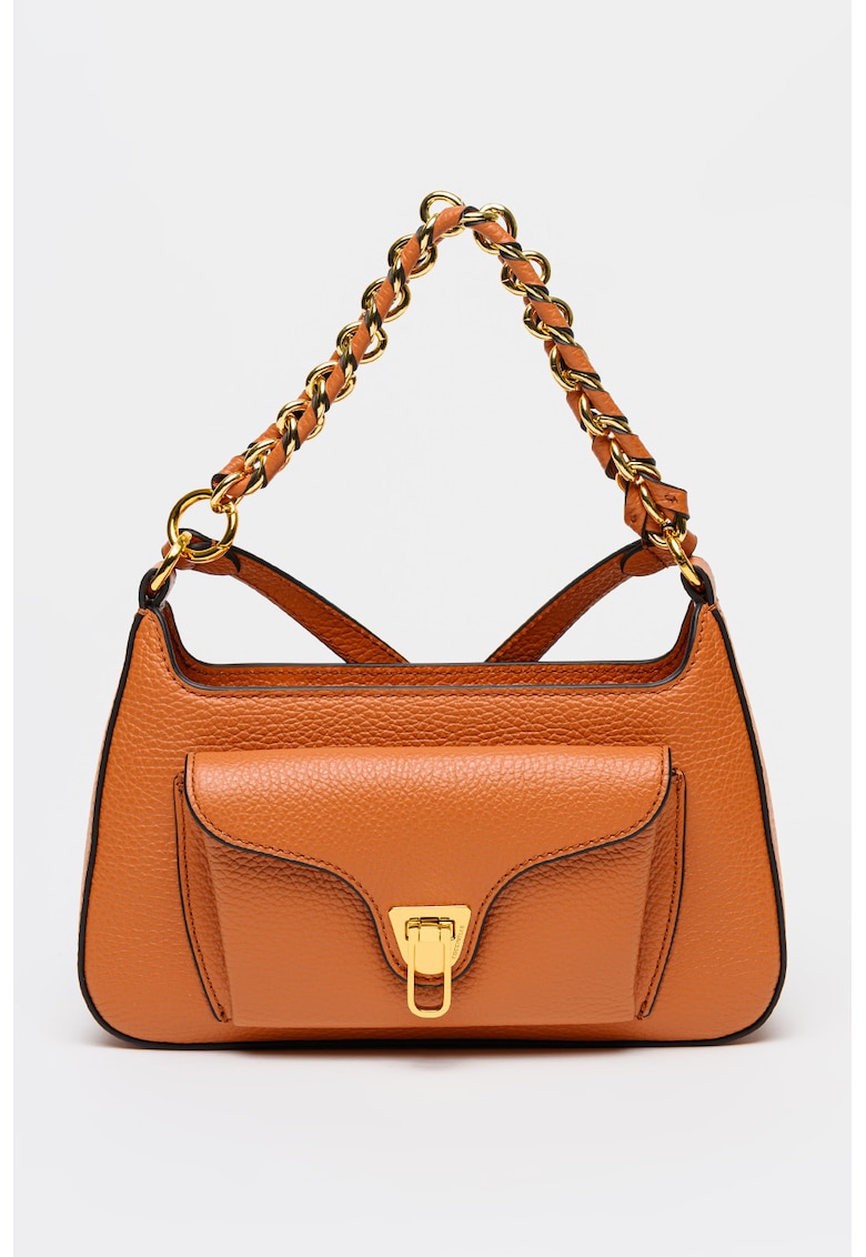 Geanta crossbody din piele cu bareta detasabila din lant Beat Generatio - Negru/Portocaliu inchis