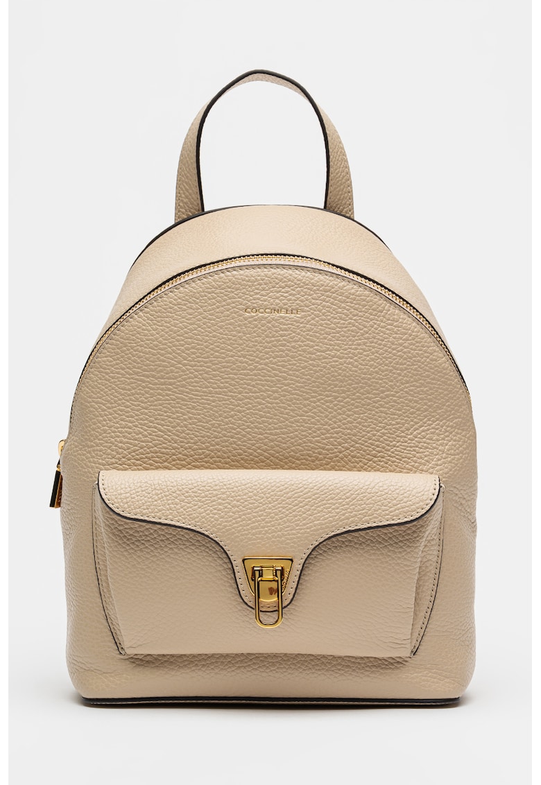 Rucsac de piele cu detaliu logo Beat Generatio - Bej nisip