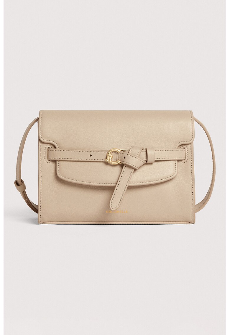 Geanta crossbody de piele cu bareta decorativa Sabine - Maro nisip