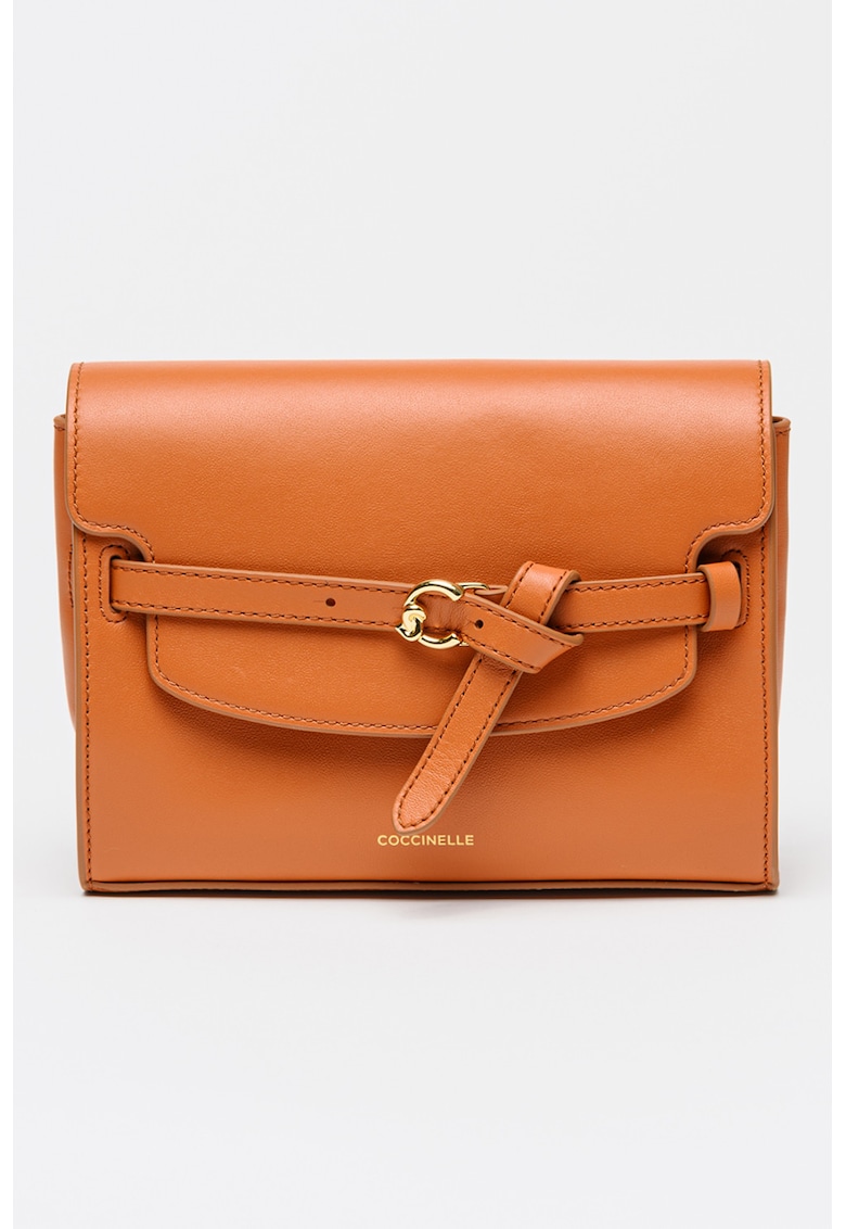 Geanta crossbody de piele cu bareta decorativa Sabine - Portocaliu inchis