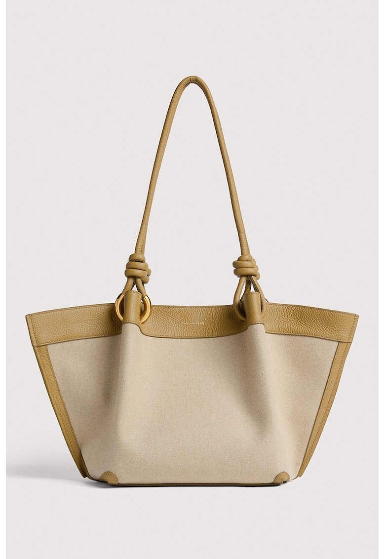 Geanta shopper din in si piele Finn - Kaki/Crem