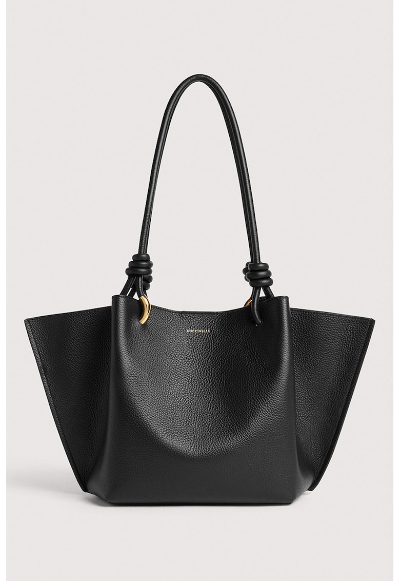 Set de geanta shopper de piele si etui Finn - Negru