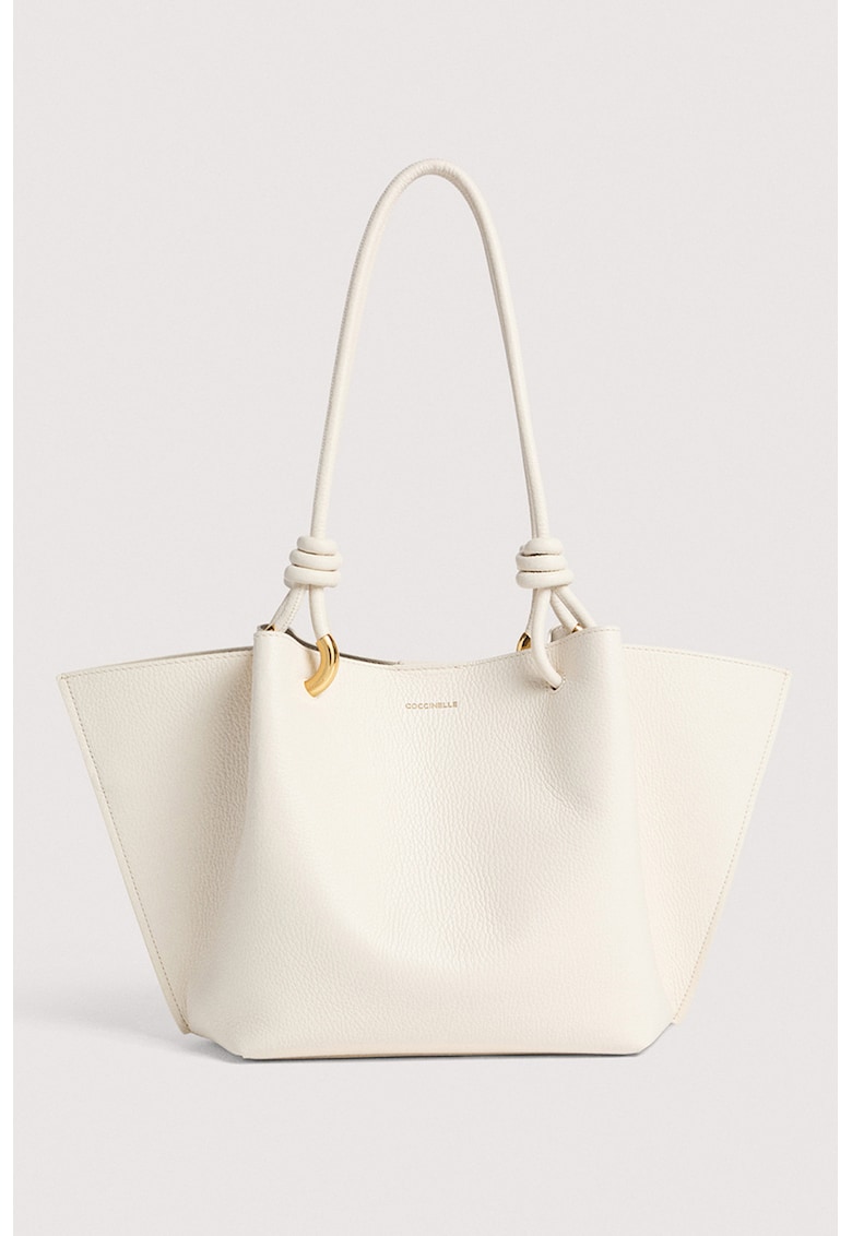 Set de geanta shopper de piele si etui Finn - Alb fildes