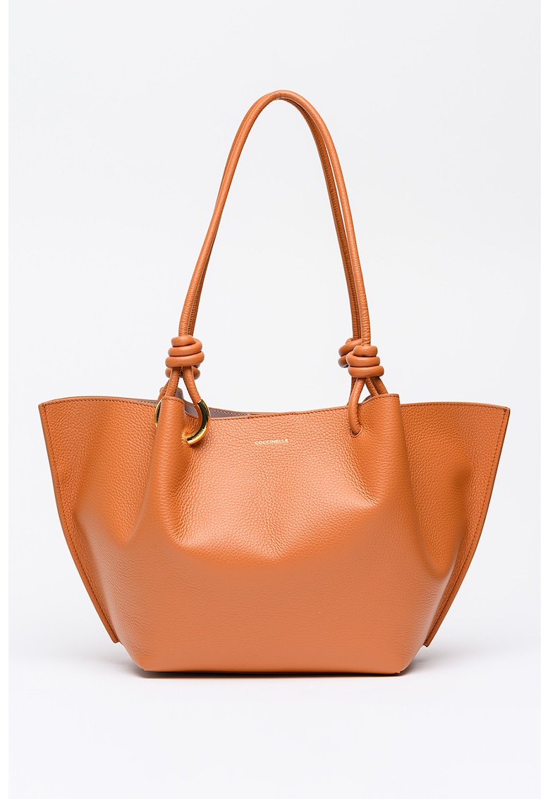 Set de geanta shopper de piele si etui Finn - Caramel