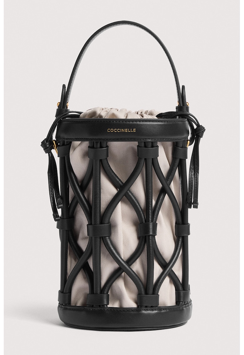 Geanta bucket din piele Koi - Negru/Alb murdar