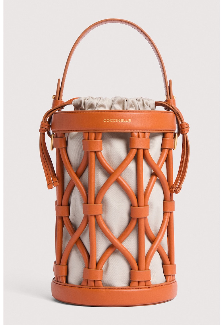 Geanta bucket din piele Koi - Caramel/Alb murdar