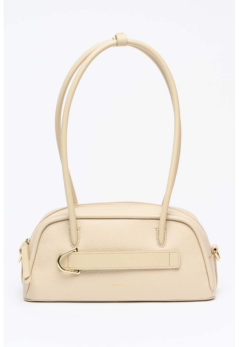 Geanta de piele cu bareta de umar si buzunar ascuns Paki - Maro nisip