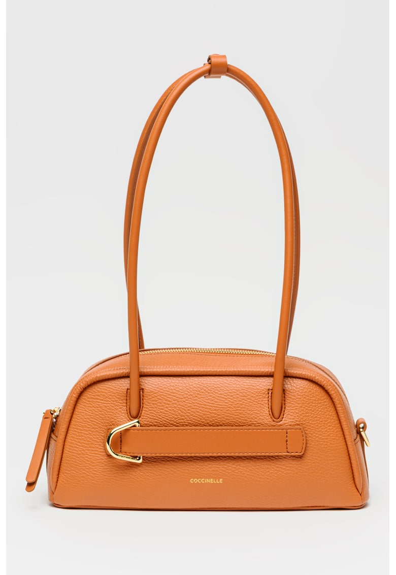 Geanta de piele cu bareta de umar si buzunar ascuns Paki - Portocaliu stins