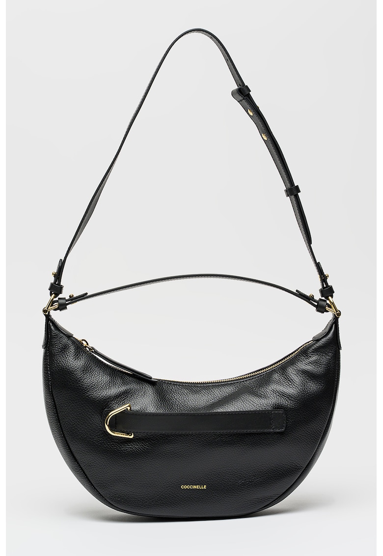 Geanta de piele cu bareta de umar Paki - Negru